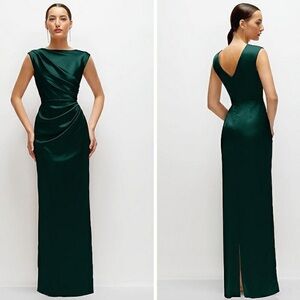 NWT After Six Dessy Neu Charmeuse Sleeveless High Neck Satin Maxi Dress Medium